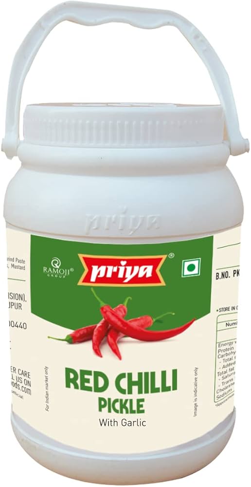 Priya Red Chilli Pickle With Garlic 1Kg