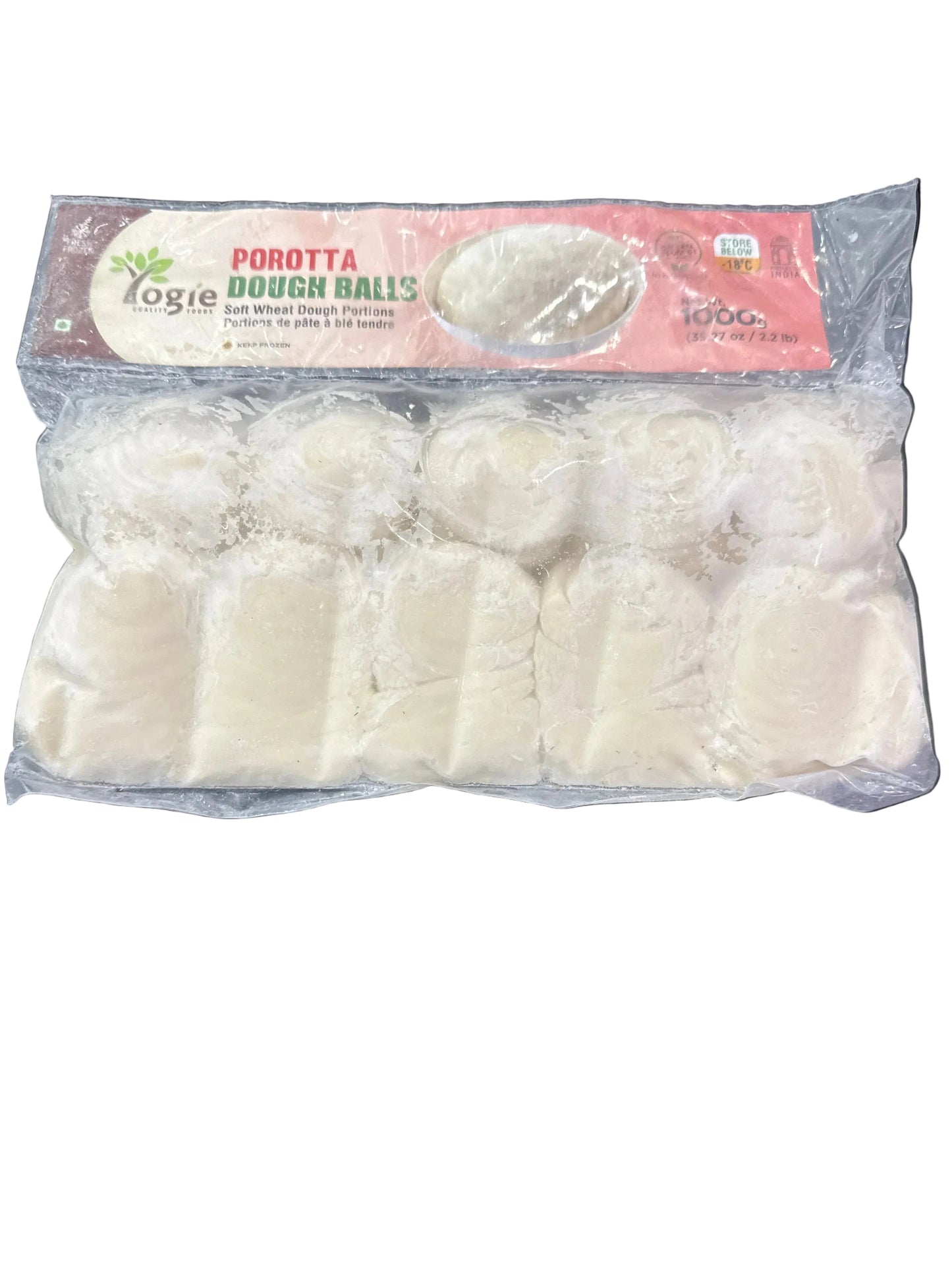 Yogie Parotta/Porotta Dough Balls Frozen 1Kg