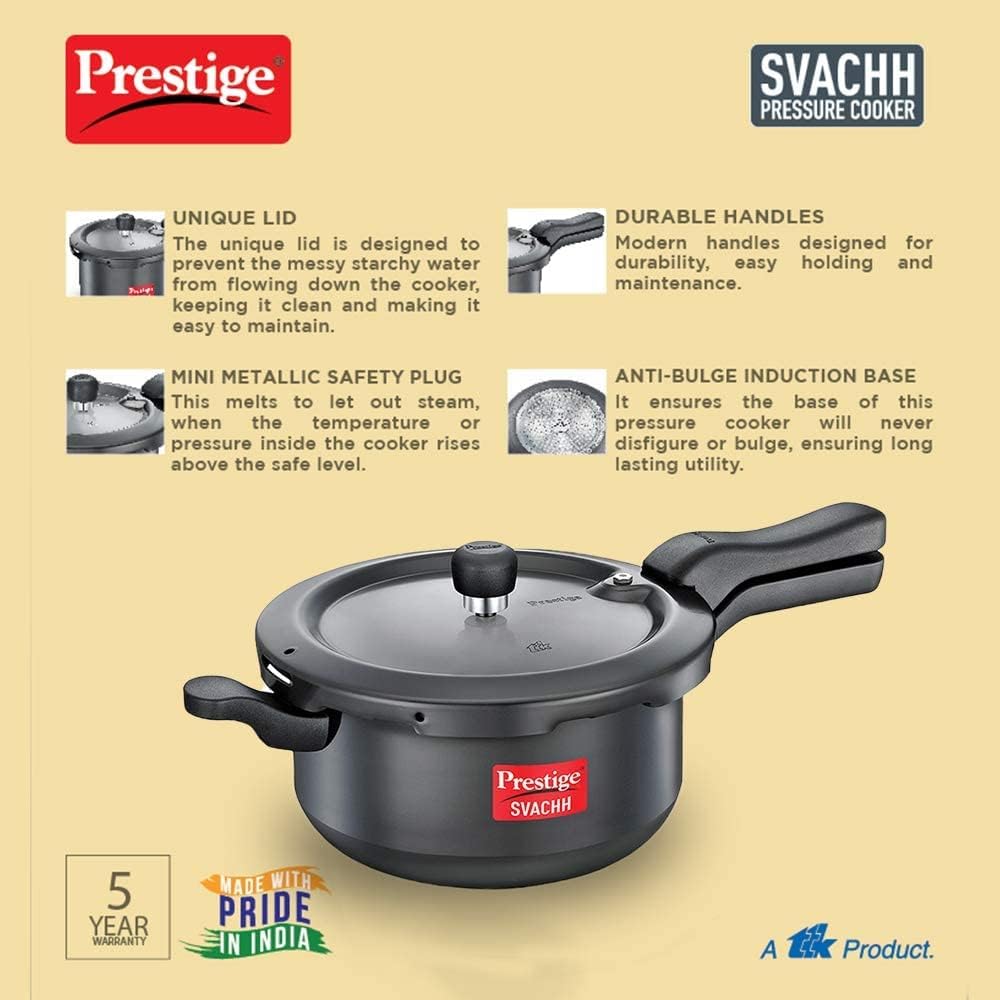 Prestige Svachh Hard Anodised Senior Deep Pan Cooker 5L