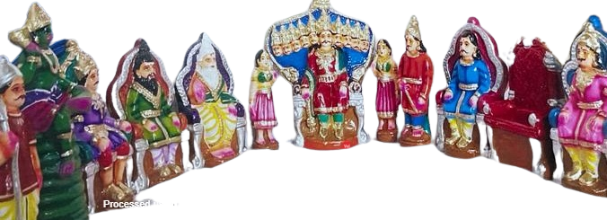 Ravana  Darbar Set/ Dasa Avataram Golu Set/ Ten Incarnations Navarathri Dolls/ Kolu dolls/ Dasavatara Golu Bommai/ Dhasavataram Navaratri Set/ Ten Avatars Golu Dolls/ Dasa Avatars Navarathri Set/ Navarathri golu dolls
