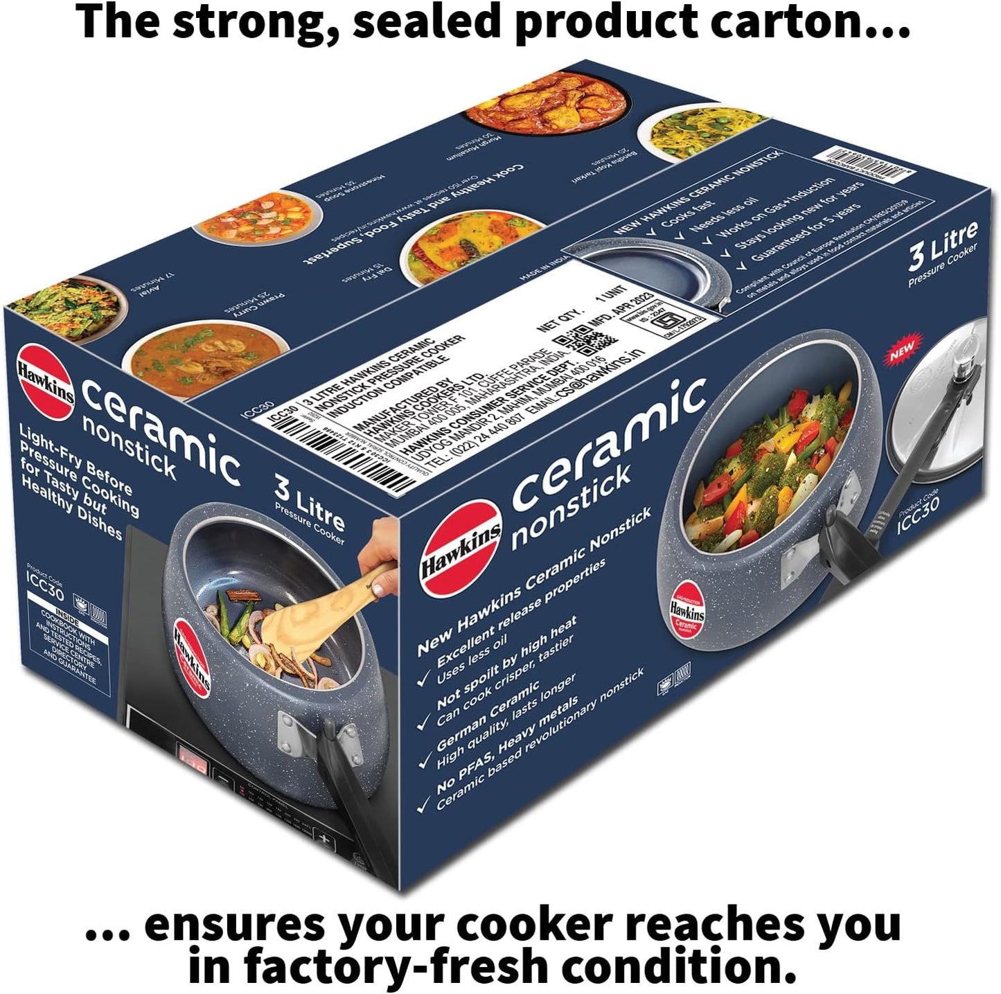 Hawkins Ceramic Nonstick Induction Compatible 3L