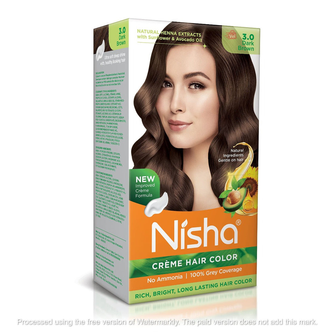 Nisha Creme Hair Colour Dark Brown 60G+60ml+18ml