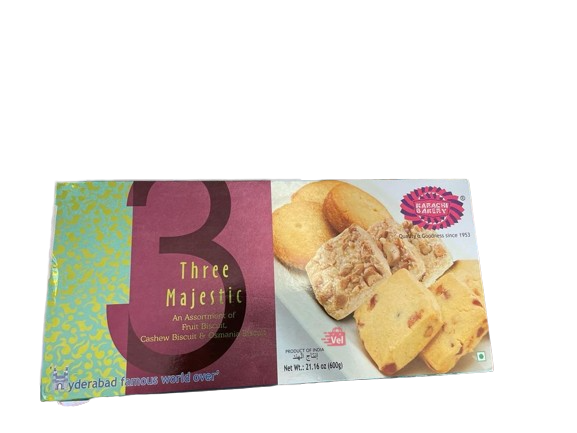 Karachi Three Majestic Fruit Cashew Osmania Biscuit 600G