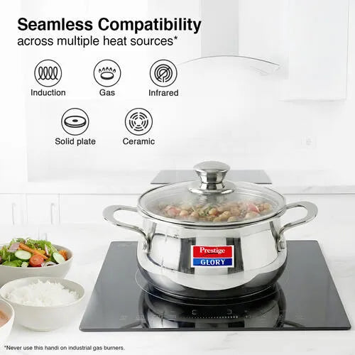 Prestige Glory Stainless Steel Cookware Handi 18Cm/3.0L