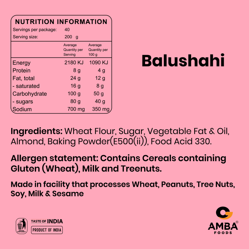 Amba Fresh Sweet Balushahi 800G