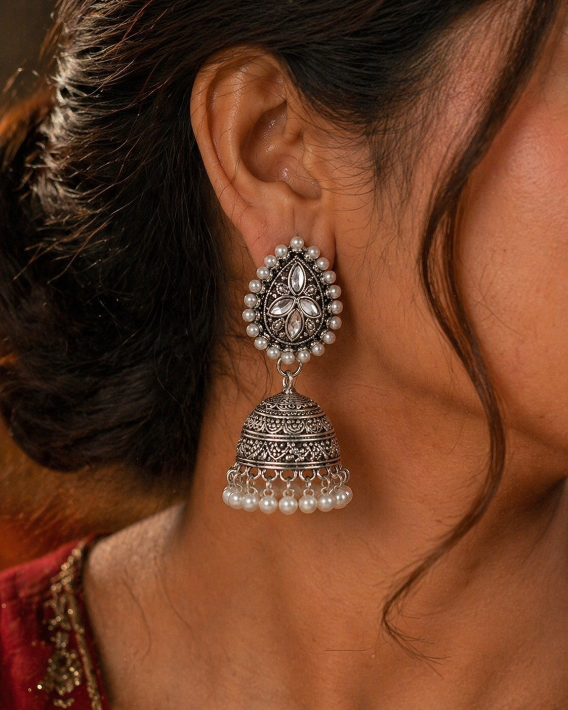 Raja Silver Jhumka/Jimmiki Earrings - Online Only - For Festive Wear, Pooja, Parties & Gifting