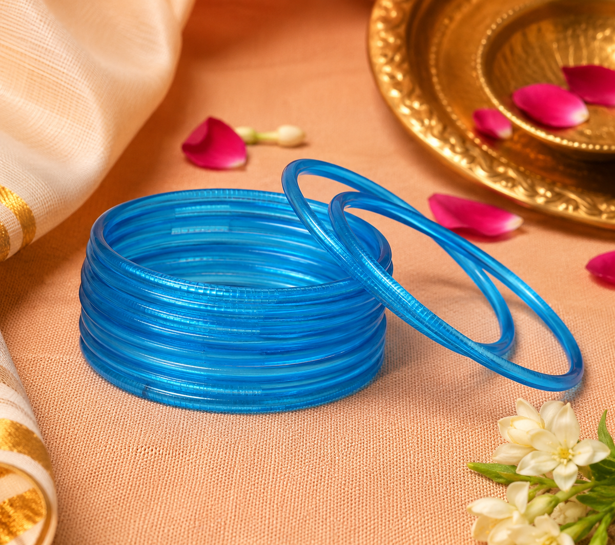 Glass Light Blue Bangles (multiple sizes available)