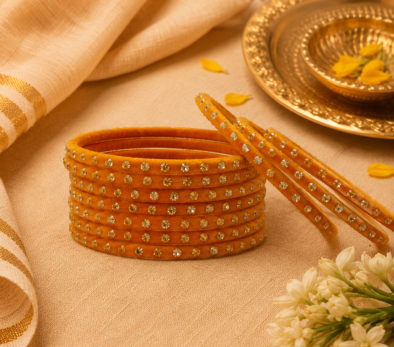 Yellow Gemstone Bangles - Varalakshmi sale