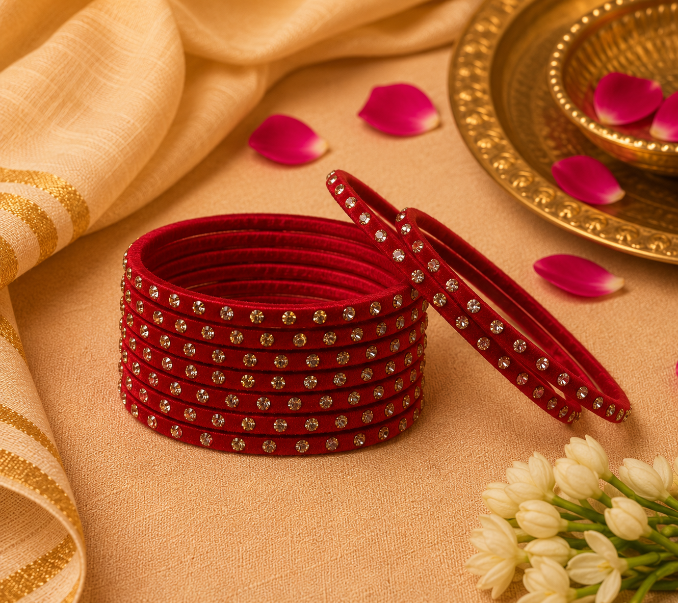 Red Gemstone Bangles - Varalakshmi sale