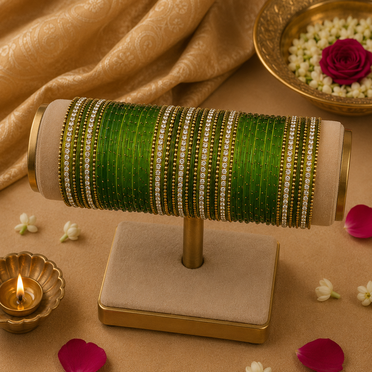 Glass Green Bangles set (36 bangle total)