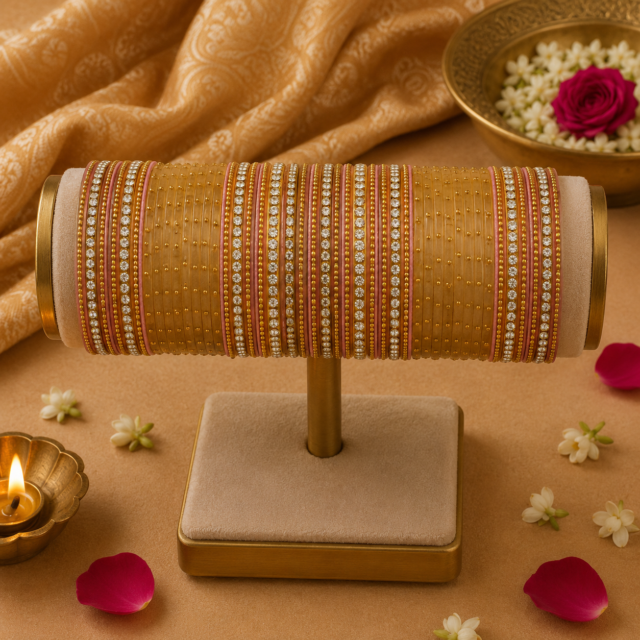 Glass Peach Bangles set (36 bangle total)