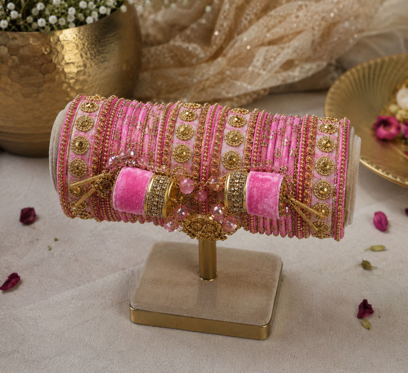 Light Pink Bangles with Tassels (multiple sizes available) - Varalakshmi sale