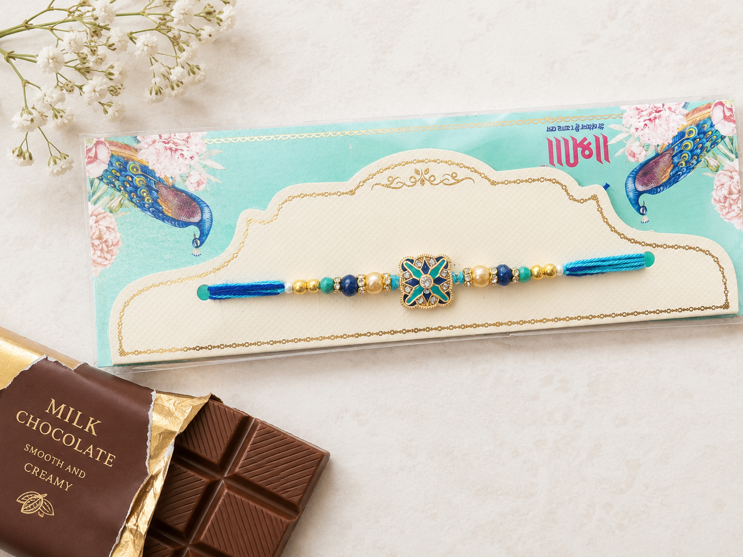 Rakhi/Raki Square Shape with Beads (Online exclusive)