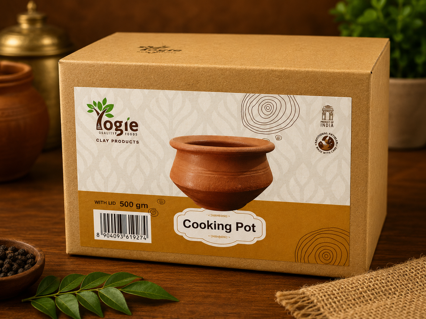 Yogie Clay Cooking Pot with Lid 500g