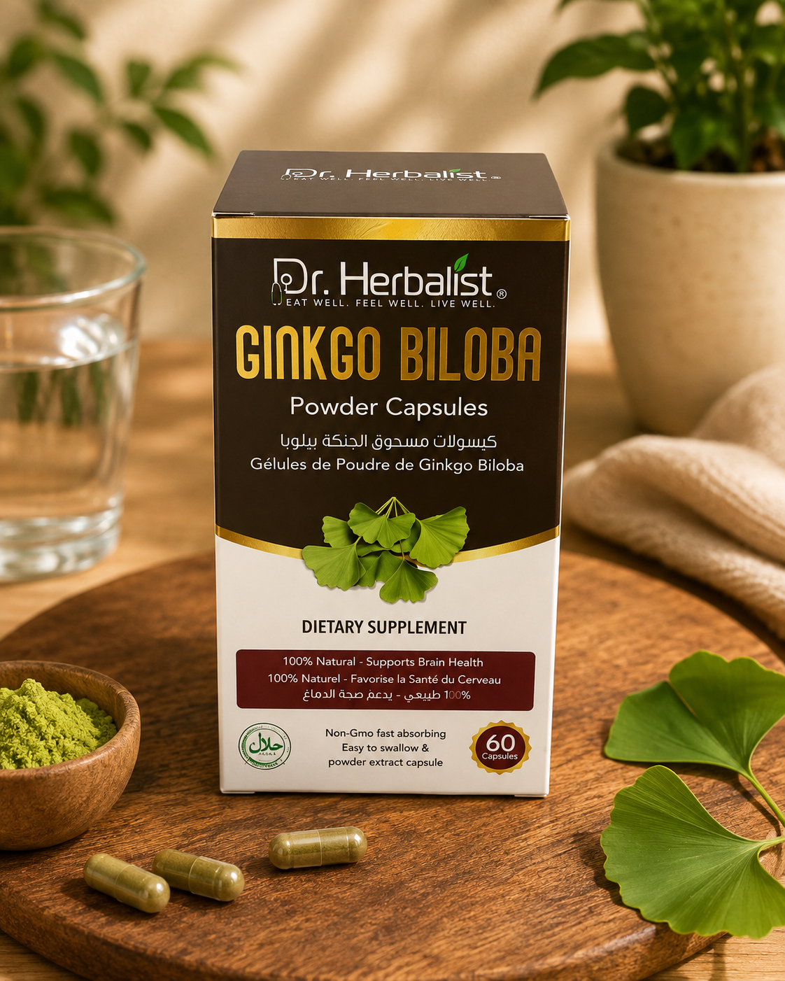 Dr. Herbalist Ginkgo Biloba Powder Capsules – 60 Capsules