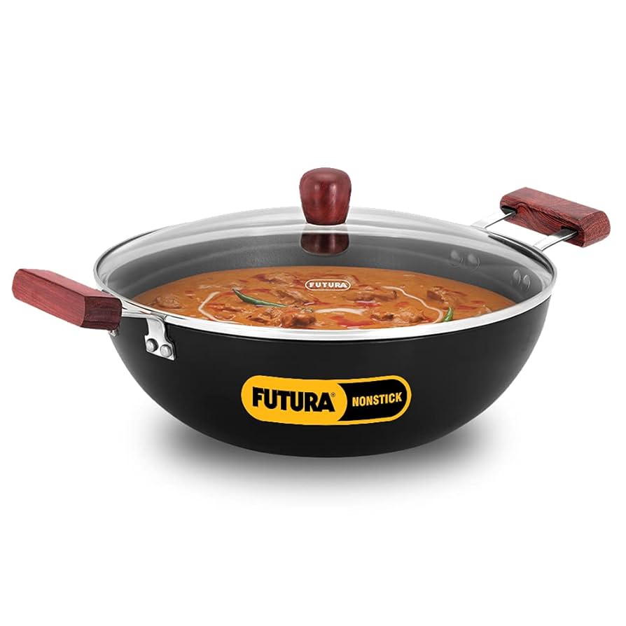Futura Nonstick Deep Kadhai Deep Fry Pan 5Lt Glass lid