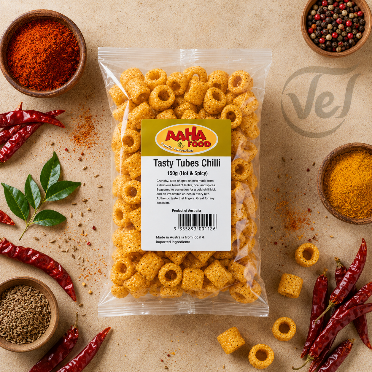 Aaha Tasty Chilli Tubes 150G