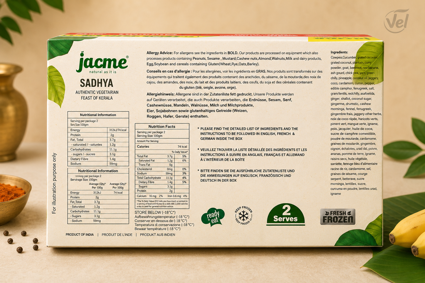 Jacme Sadhya (Authentic Vegetarian Feast of Kerala) 2kg (Serves - 2)