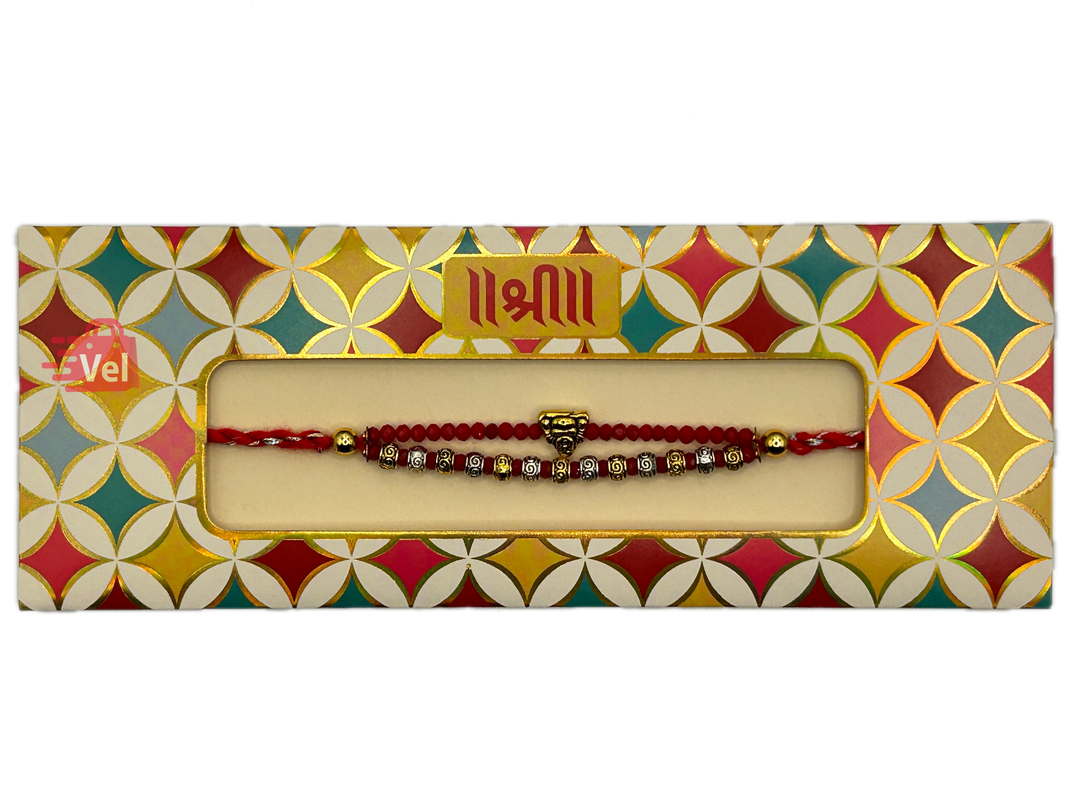 Red beaded rakhi (Online exclusive)
