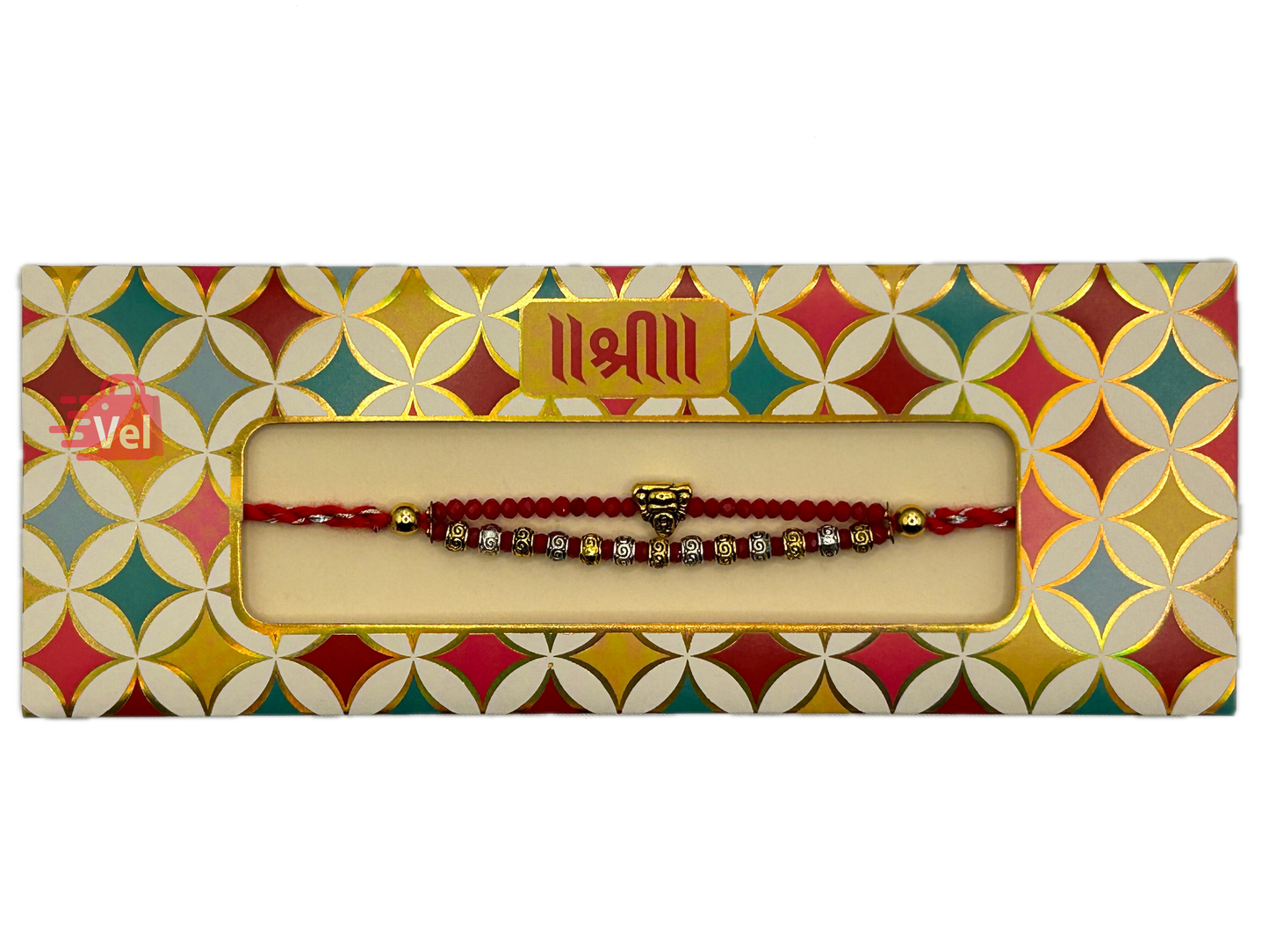 Red beaded rakhi (Online exclusive)