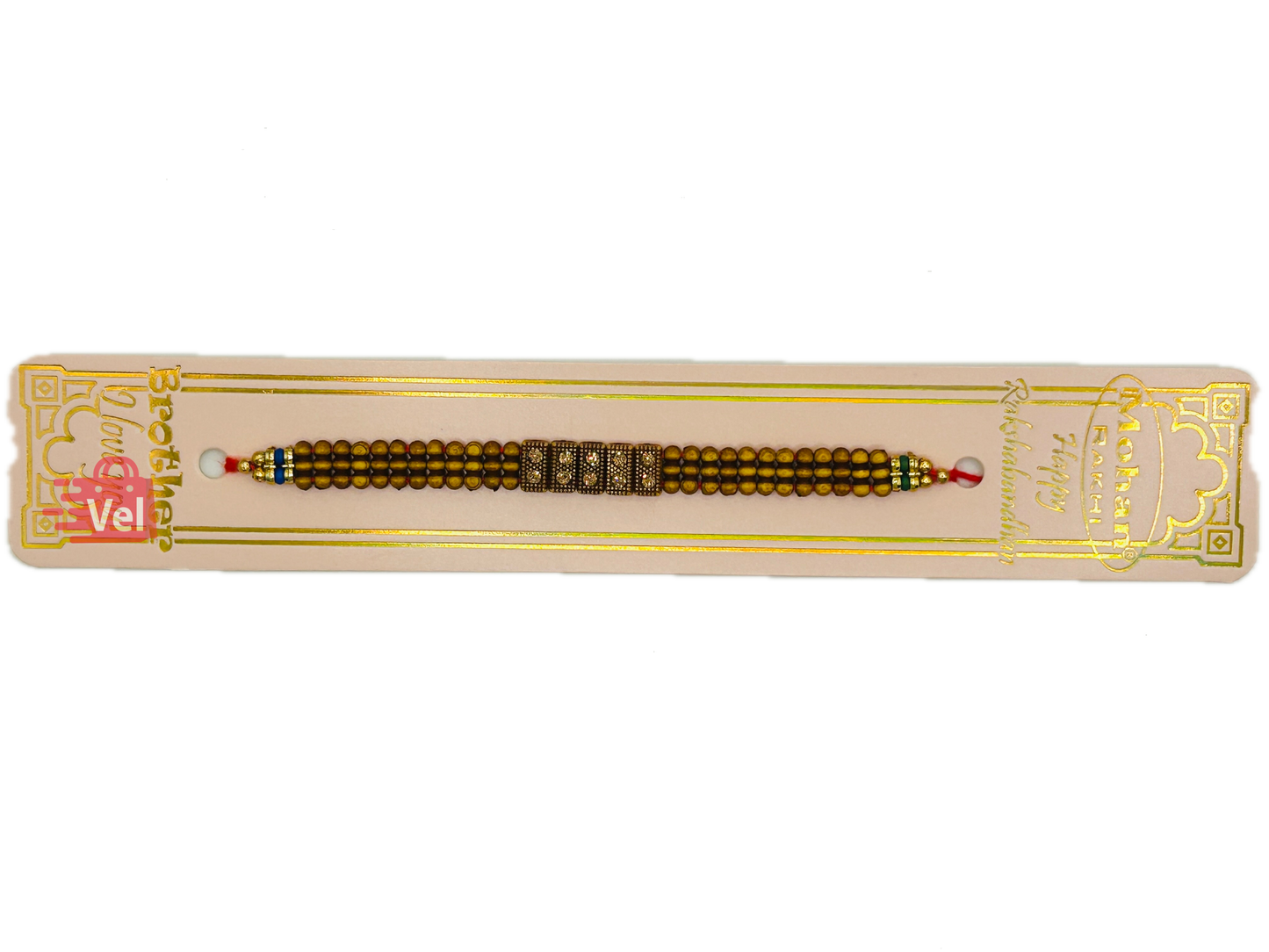 Wooden Rakhi with Stones (Online exclusive)