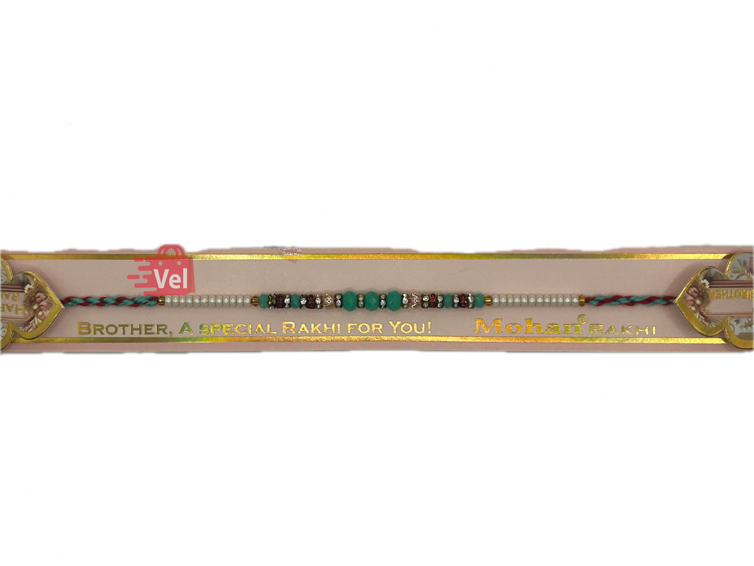 Green and Red Beaded Rakhi (Online exclusive)
