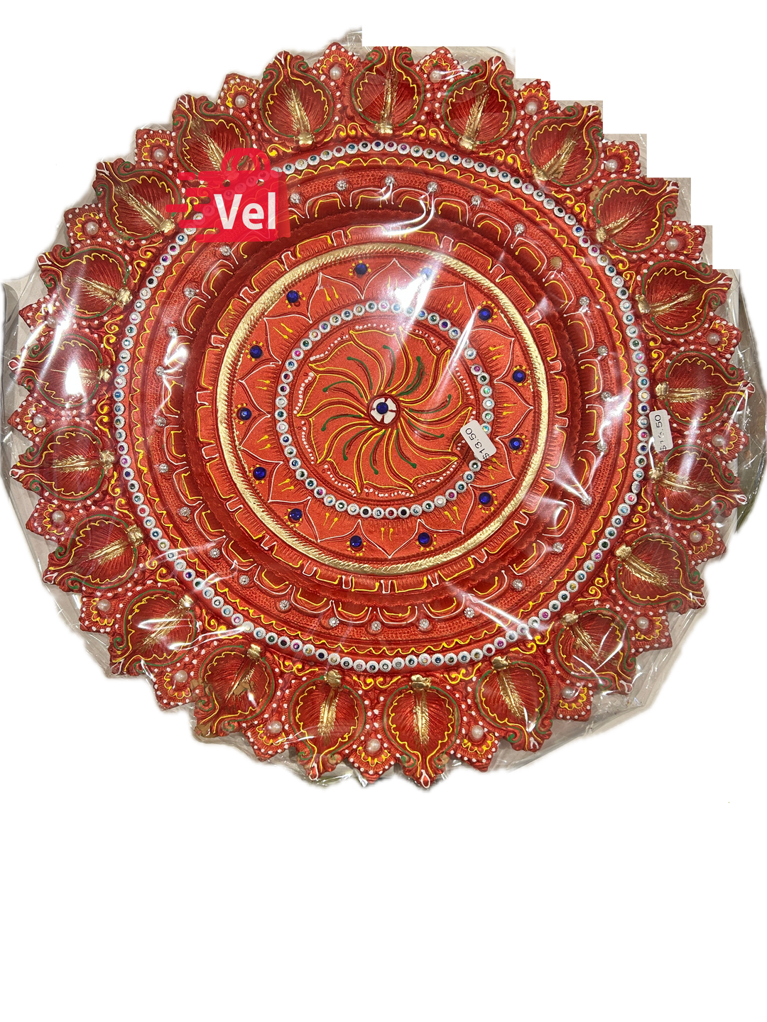 Decorative Diwali Diya Thali Big – Handcrafted Pooja Plate with Traditional Oil Lamps