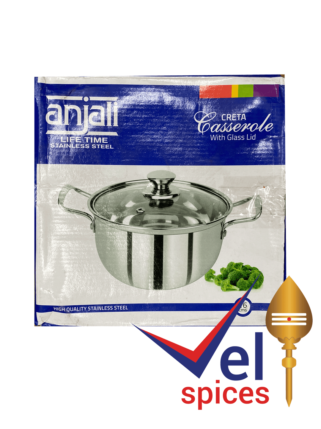 Anjali Stainless Steel CRETA Casserole With Glass Lid 16cm