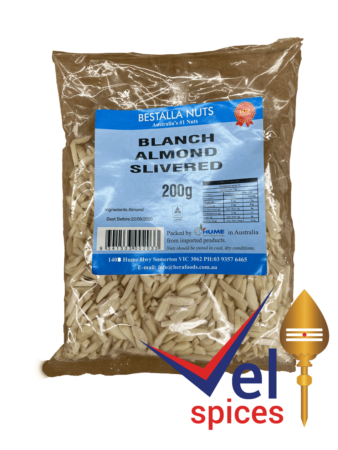 Bestalla Nuts Blanch Almond Slivered 200G