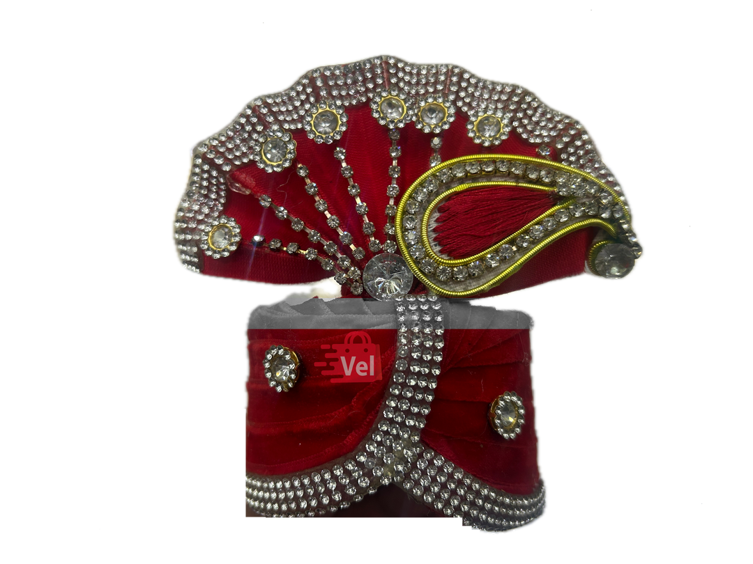 Krishna hat large red with stones