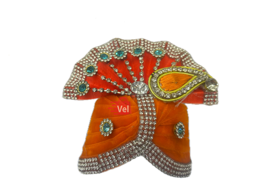 Krishna hat orange with stones