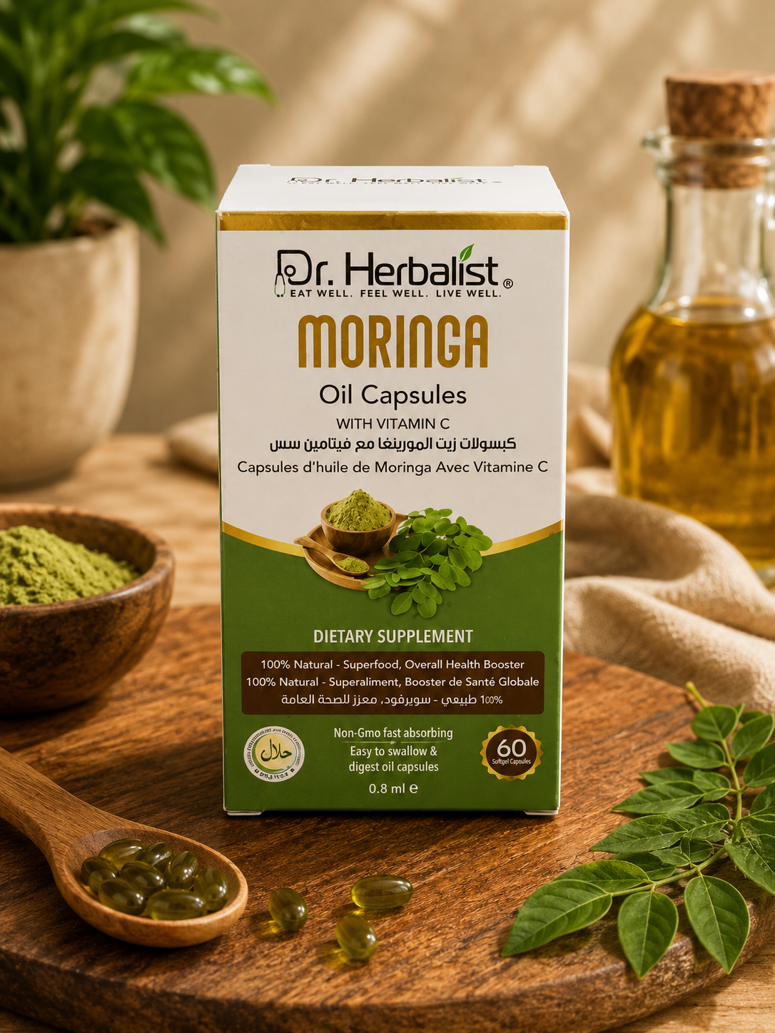 Dr. Herbalist Moringa Oil Capsules with Vitamin C – 60 Capsules