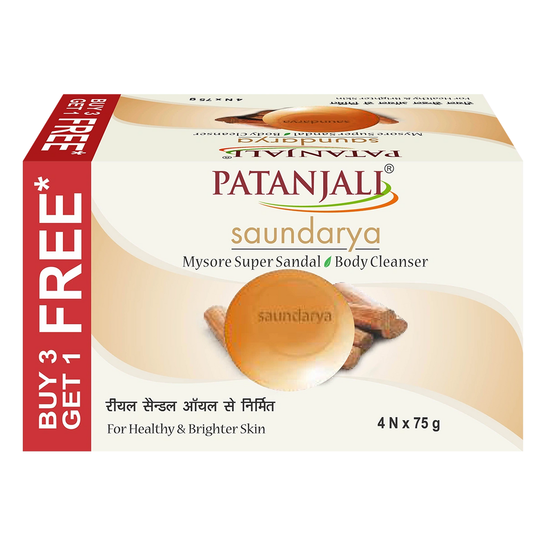 Patanjali Saundarya Mysore Sandal Soap 4 Pack X 75G