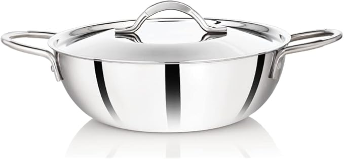 Premier Elite Triply Stainless Steel Kadai 24Cm With Stainless Steel lid