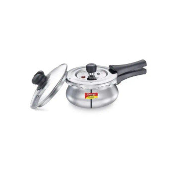 Prestige Deluxe Alpha SVACHH Stainless Steel Handi Pressure Cooker 1.5 Litre with Glass Lid
