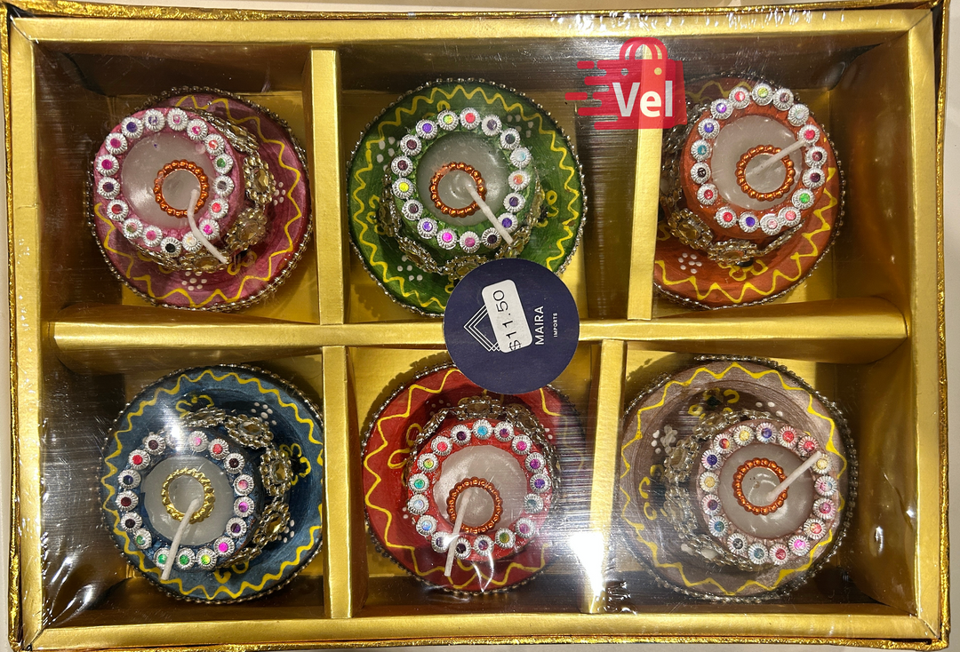 Plate Matki Diya – Pack of 6 Decorative Clay Oil Lamps for Diwali Pooja & Home Decor | Traditional Deepak Set for Festival Lighting