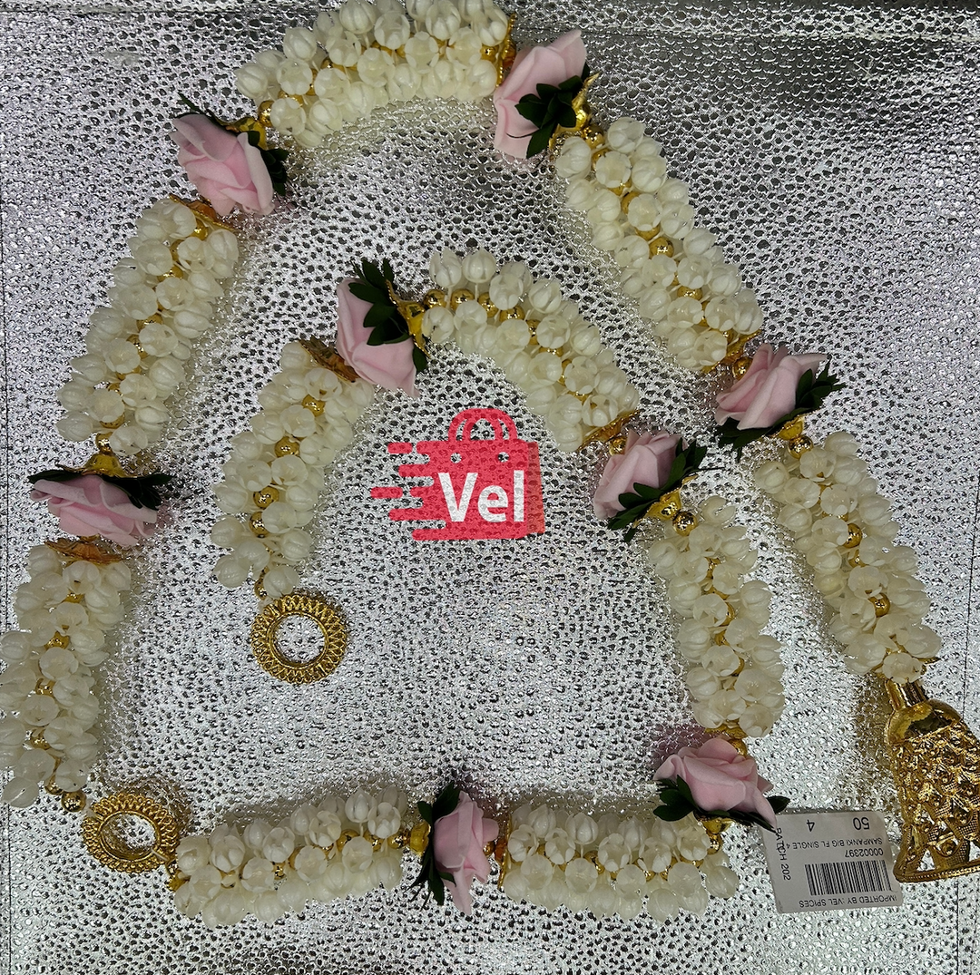 Plastic Flower Garland with Rose – 4 Feet Long Decorative Mala for Festivals, Puja & Home