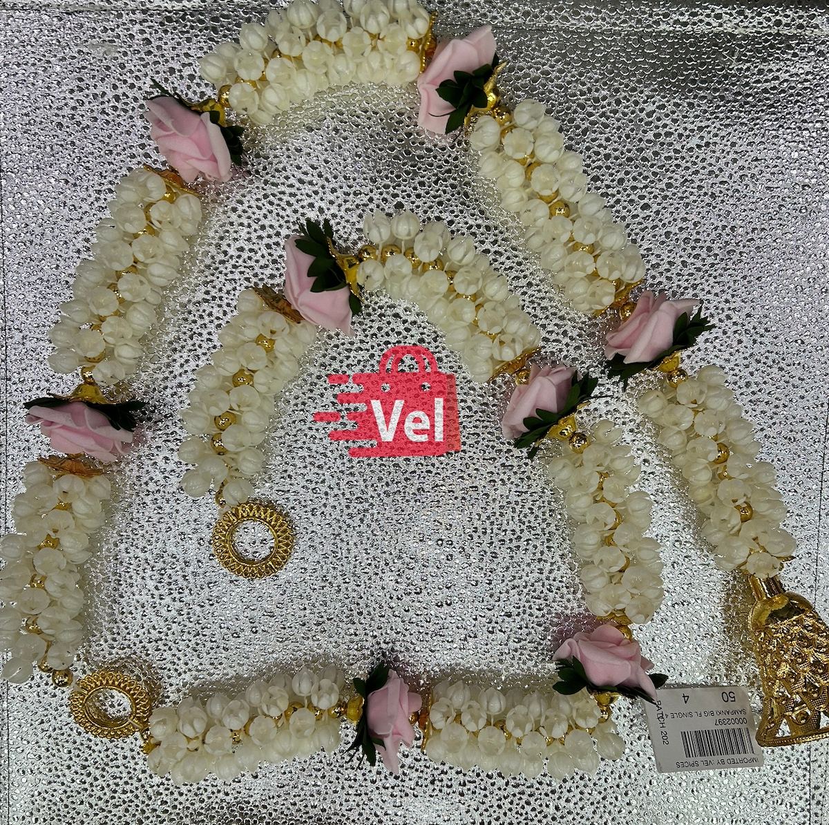 Plastic Flower Garland with Rose – 4 Feet Long Decorative Mala for Festivals, Puja & Home