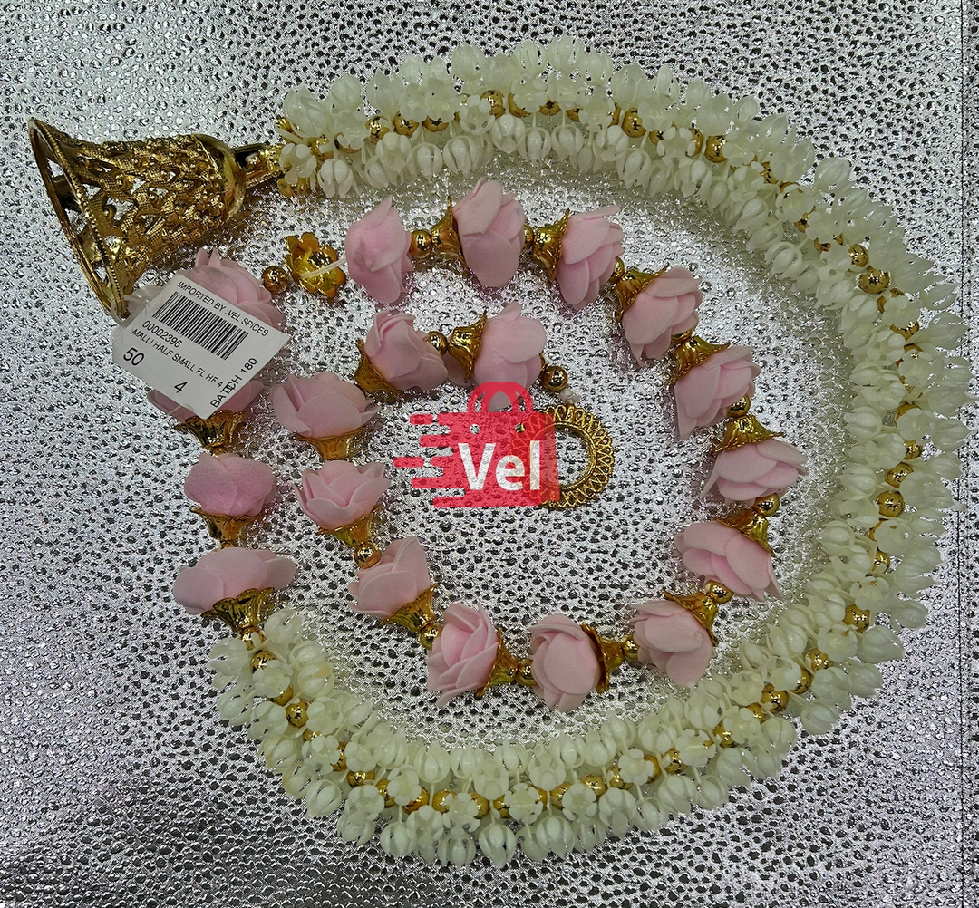 Plastic Flower Garland with Pink Rose 4 Feet Long Decorative Mala for Festivals, Puja & Home