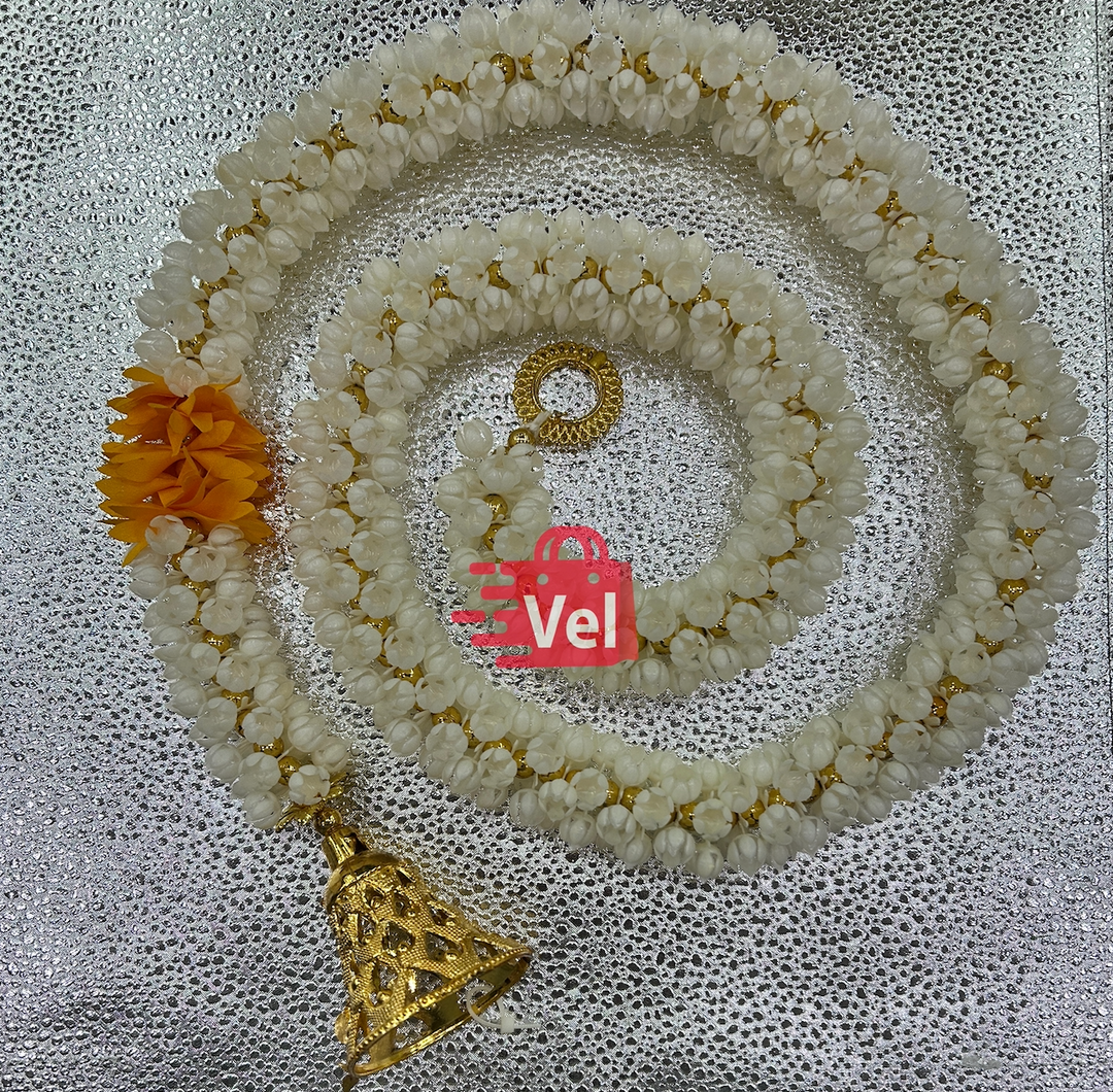 Plastic Flower Garland with Orange flower 4 Feet Long Decorative Mala for Festivals, Puja & Home