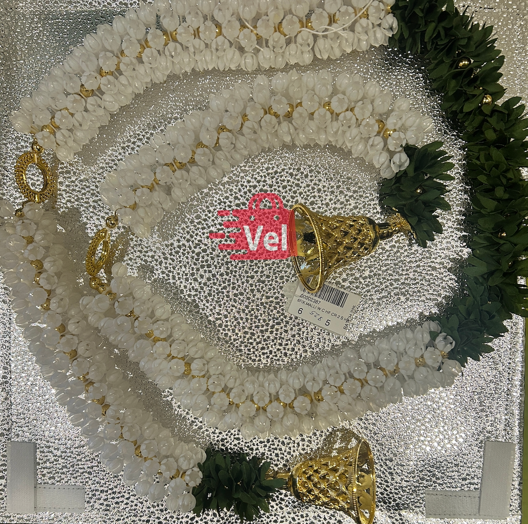 Plastic Flower Garland with Green flower 4 Feet Long Decorative Mala for Festivals, Puja & Home