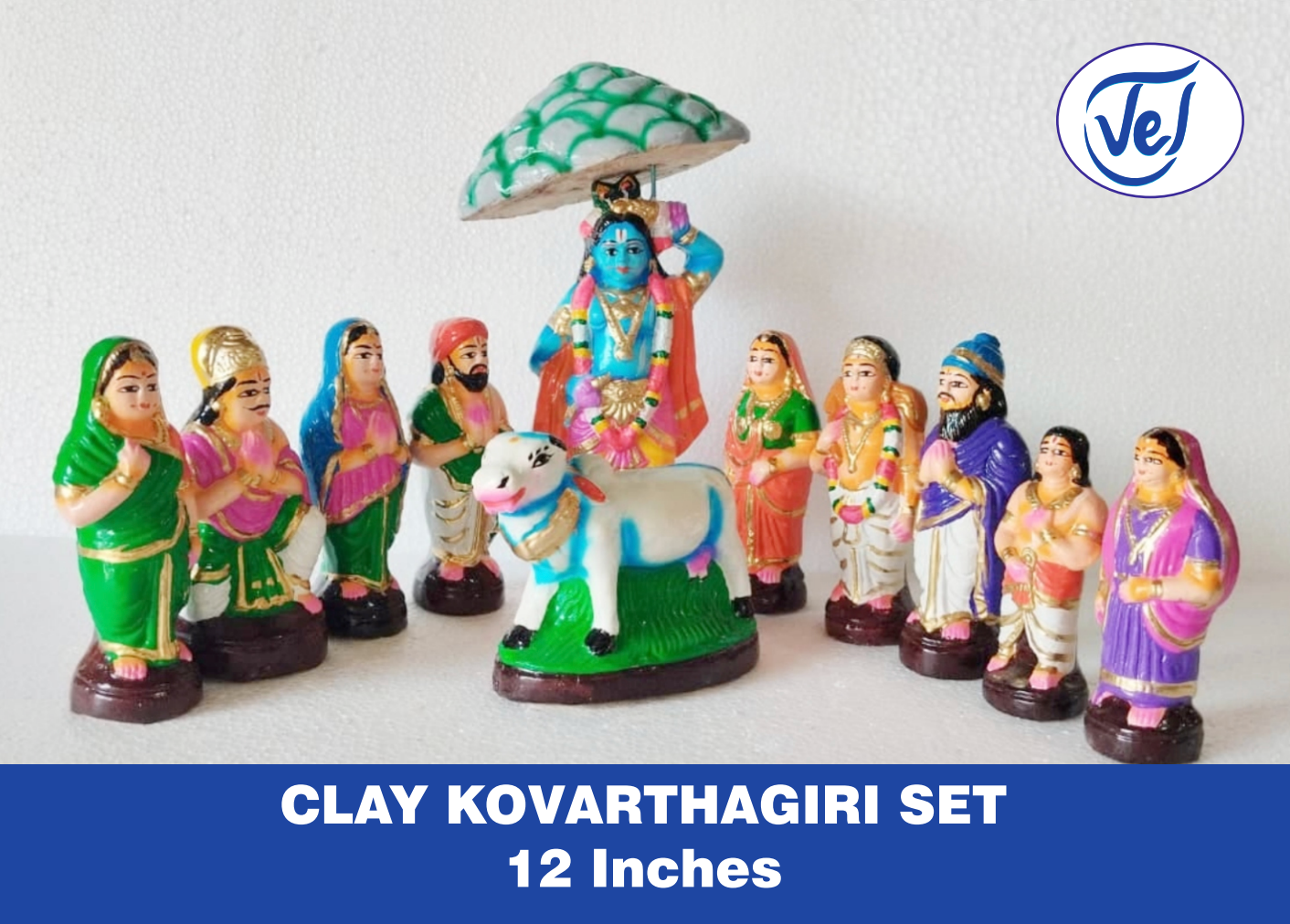 Kollu Dolls Govarthana Giri/ Kovarthagiri / Govardhan Giri Set 12Inch Clay
