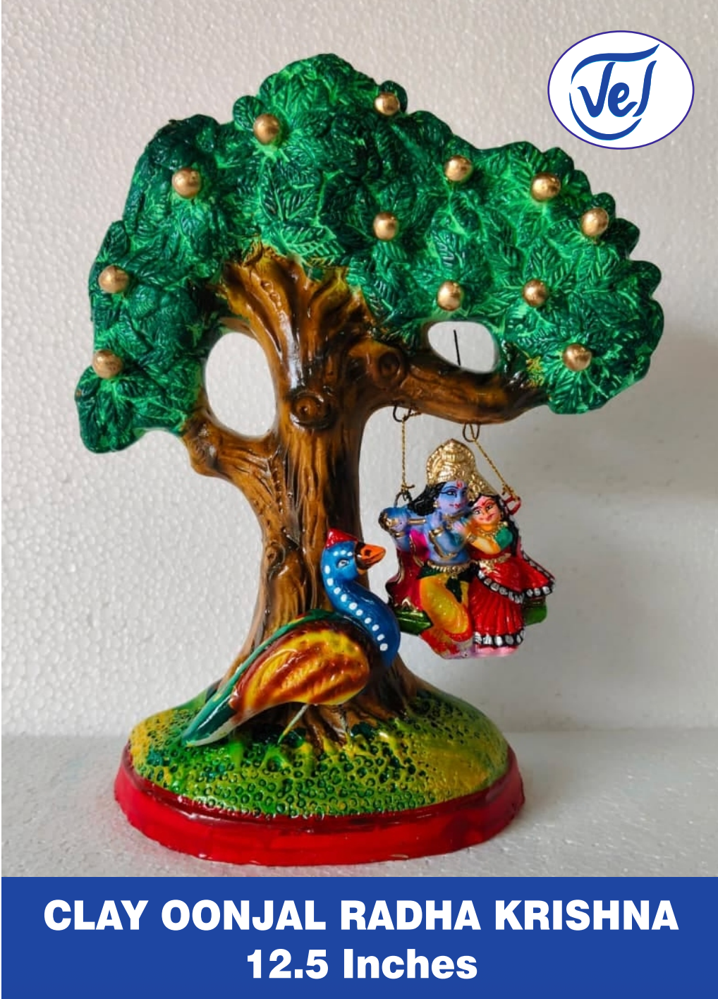 Kollu Golu Bommai Radha Krishna Oonjal Set 12.5 Inch Clay Dolls