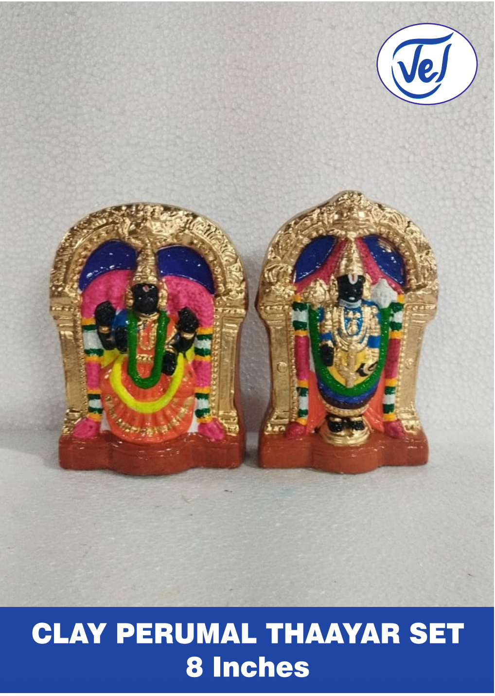 Perumal Thayar Clay Kolu Dolls Set – 7 Inch