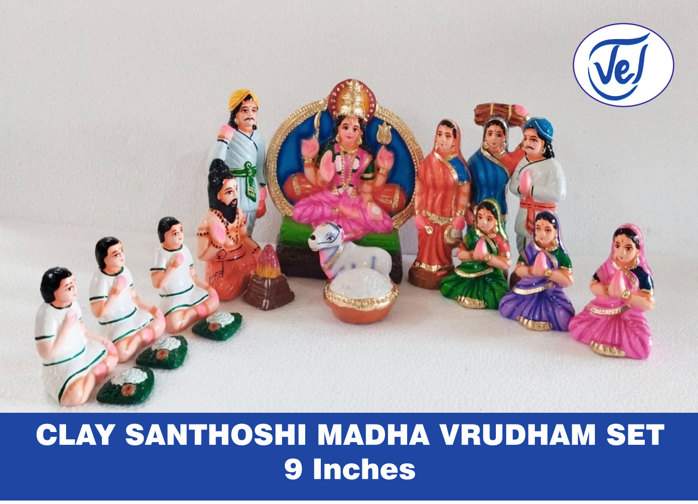 Kolu Dolls Santhoshi Madha Vratham Set 9 Inch Clay Golu Dolls