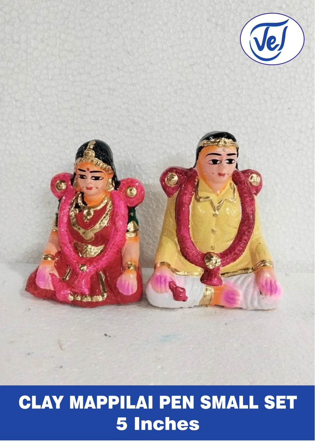 Kolu Dolls Penn Mappillai Wedding Set 5 Inch Clay Golu Dolls