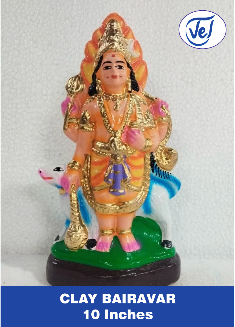 Kolu Dolls Bhairavar Statue 10 Inch Clay Golu Doll