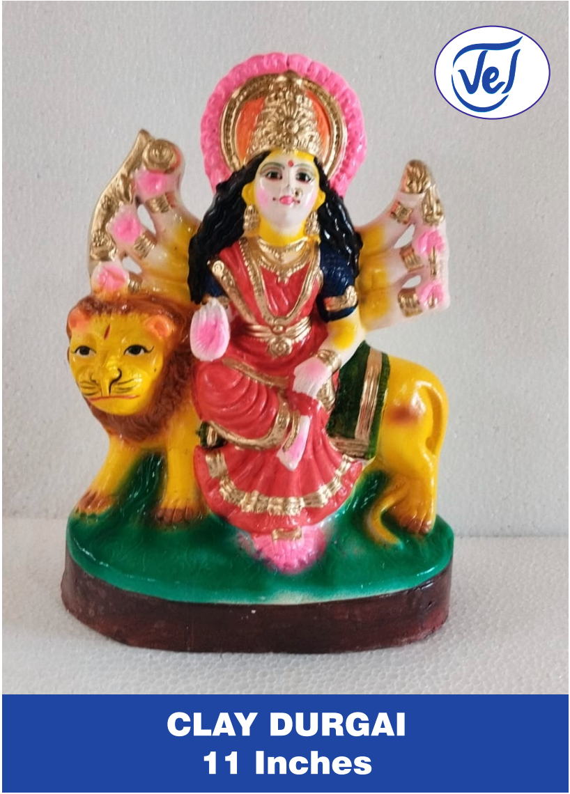 Kolu Dolls Durga Amman Statue 11 Inch Clay Golu Doll