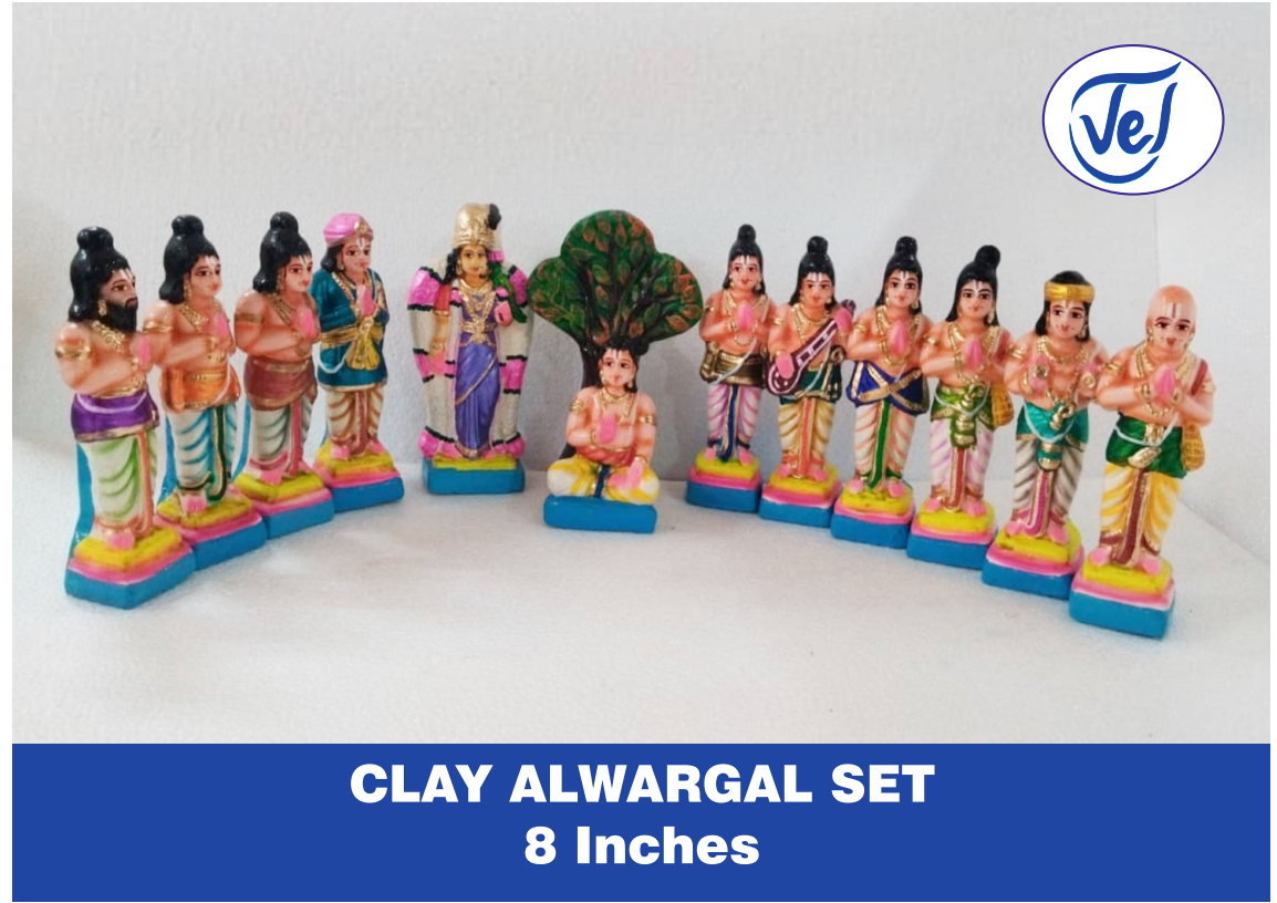 Kolu Dolls Alwargal Set 8 Inch Clay Golu Dolls