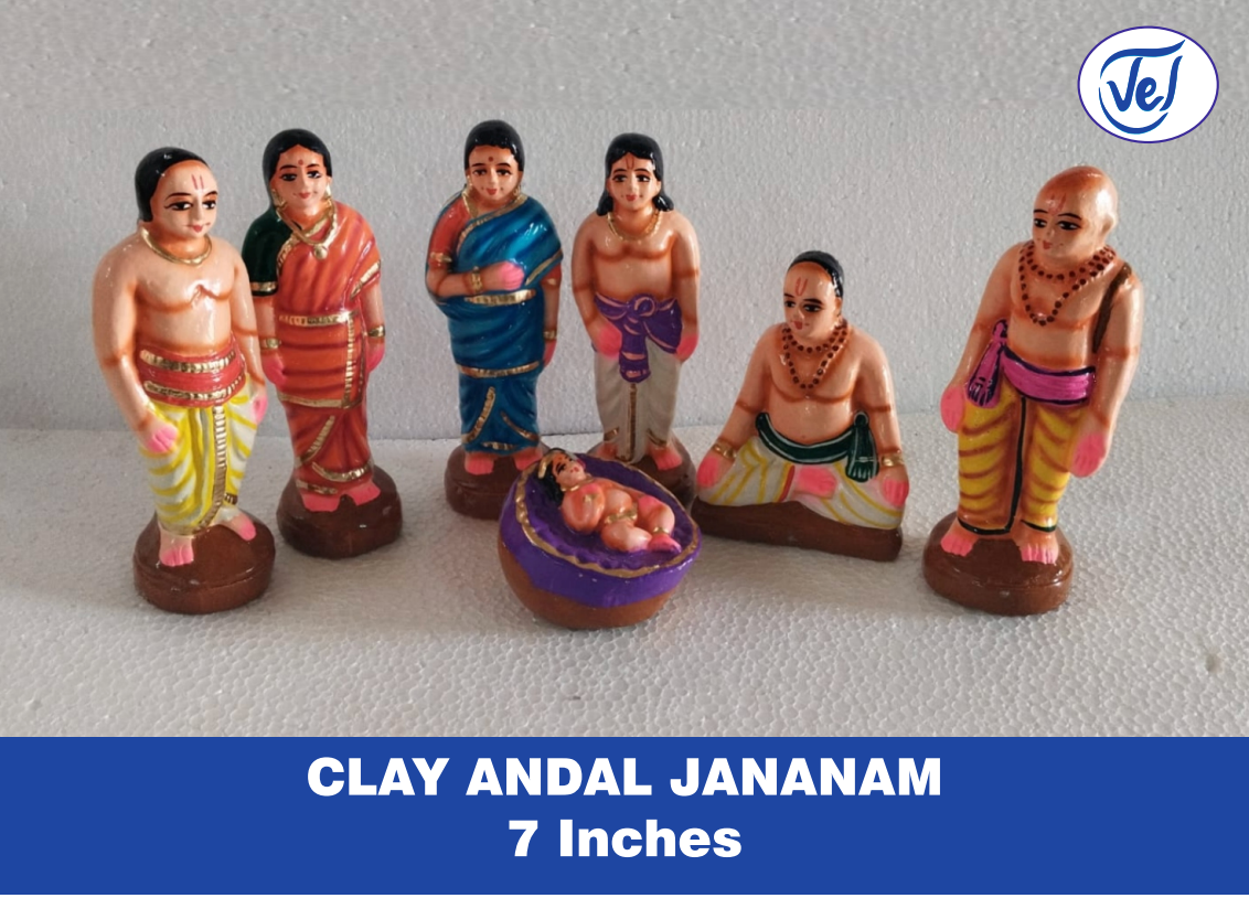 Kolu Dolls Andal Jananam Set 9 Inch Clay Golu Dolls